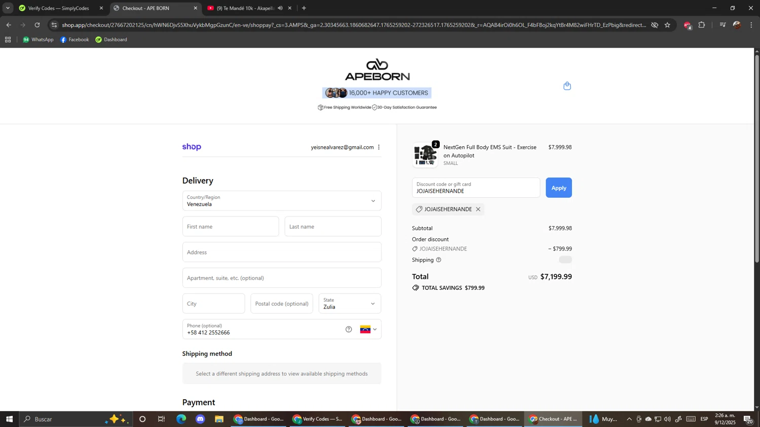 APE BORN promo code screenshot showing code JOJAISEHERNANDE applied at APE BORN checkout page. Uploaded by SimplyCodes community member ScanShopper554 on Dec 9, 2025