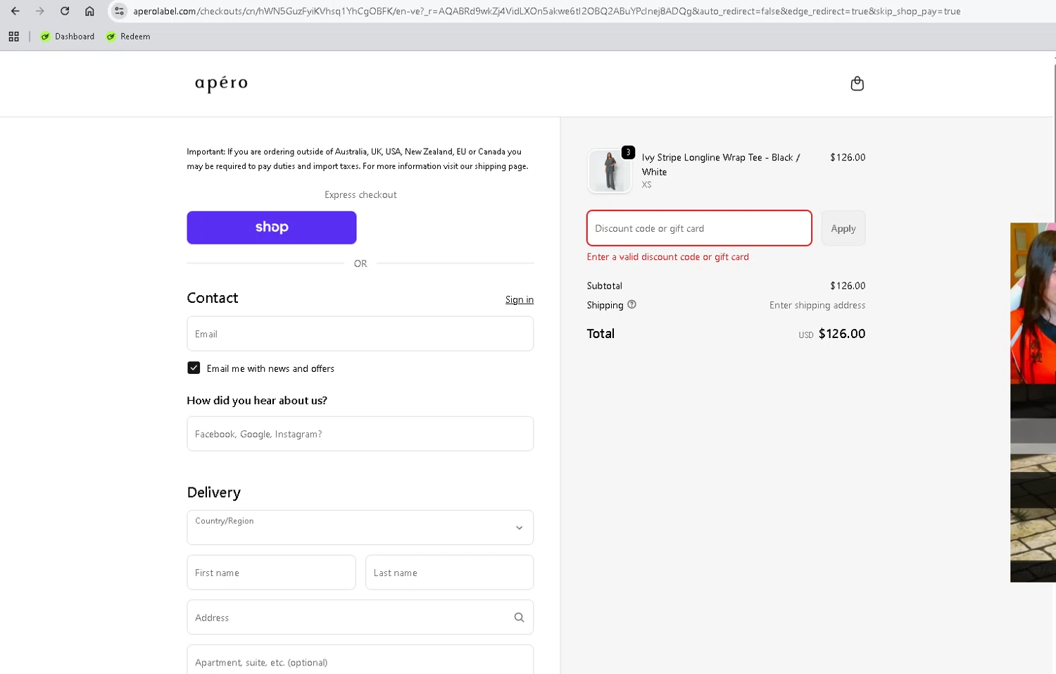 Apero Label discount code screenshot showing code 3TEES applied at Apero Label checkout page. Uploaded by SimplyCodes community member elizabethbriceno on Nov 14, 2025
