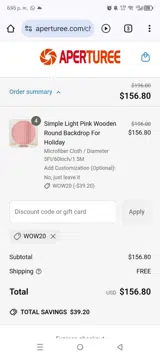 WOW20 coupon verification screenshot