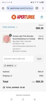 WOW10 coupon verification screenshot