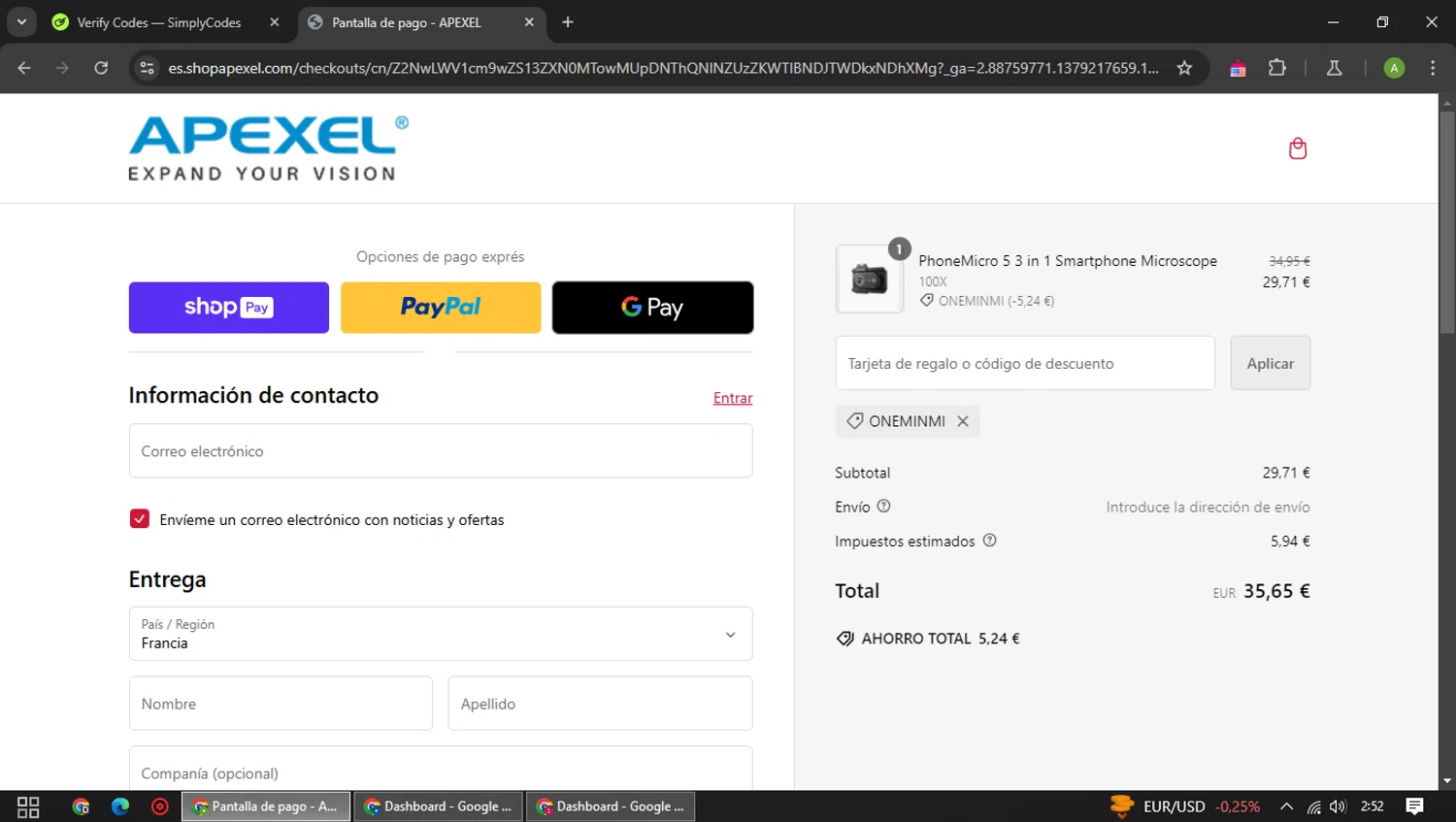 where to use Apexel promo code box
