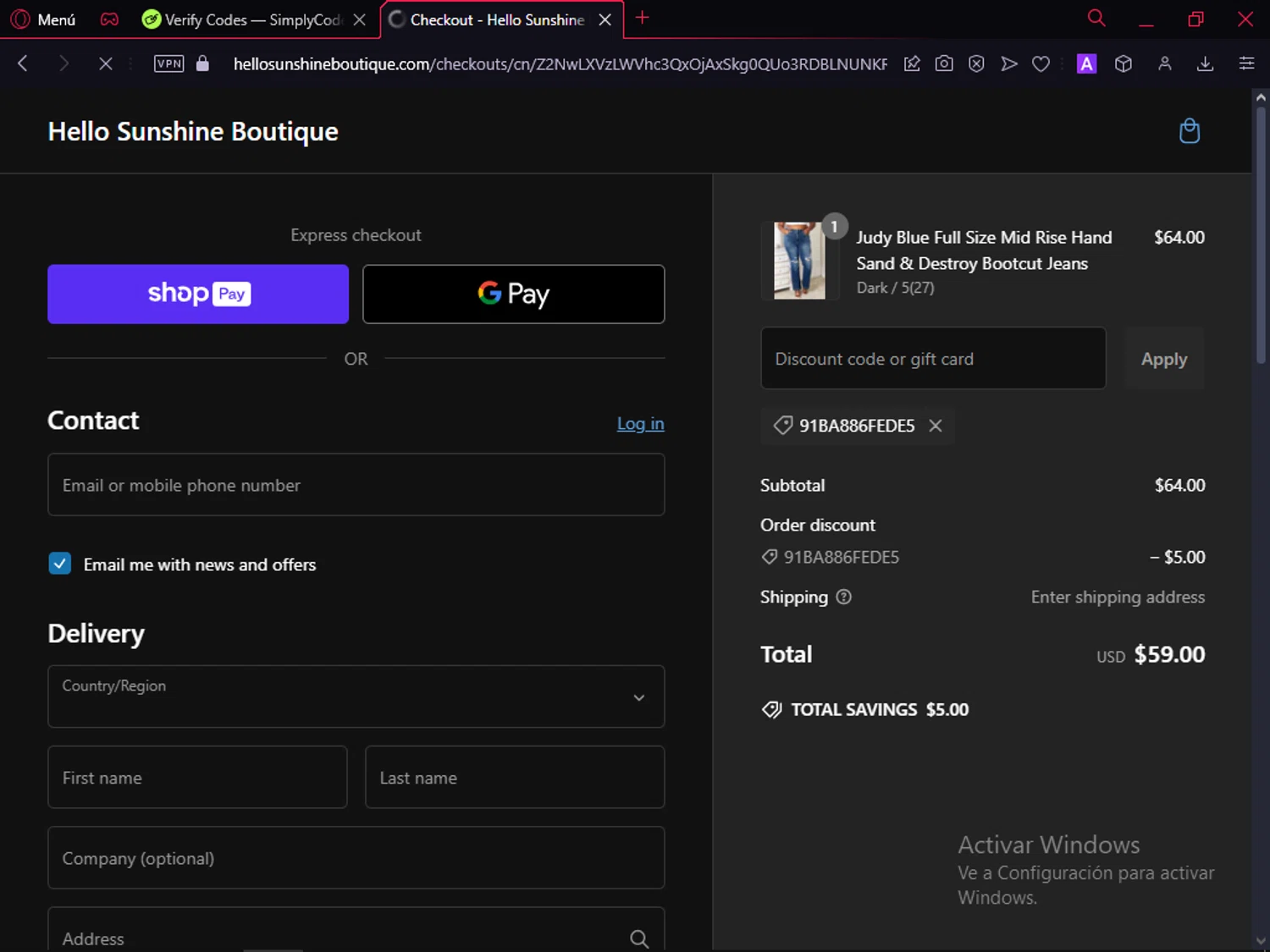 APEX Gun Parts checkout page showing APEX Gun Parts discount code box | Screenshot taken by SimplyCodes community member on Jan 9, 2025