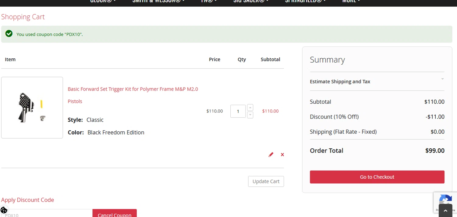 Apex Tactical discount code screenshot showing code PDX10 applied at Apex Tactical checkout page. Uploaded by SimplyCodes community member juanisaac on Oct 21, 2025