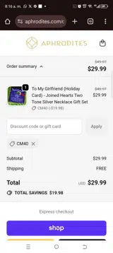 CM40 coupon verification screenshot