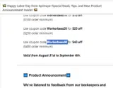 Workerbees40 coupon verification screenshot