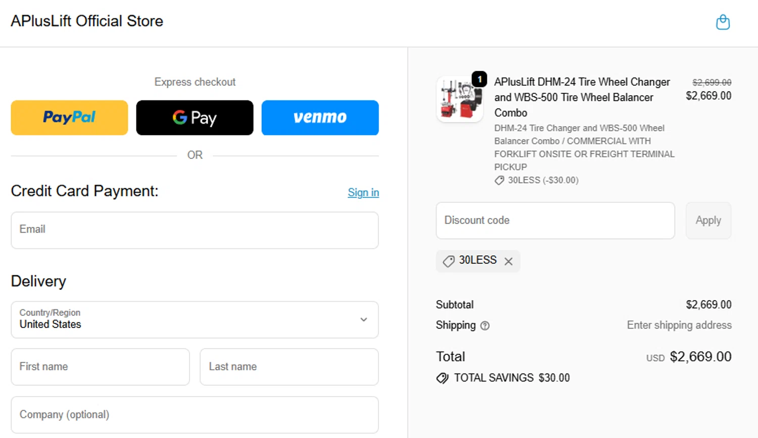 APlusLift promo code screenshot showing code 30LESS applied at APlusLift checkout page. Uploaded by SimplyCodes community member PedroNavaja on Apr 27, 2026