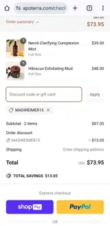 Madireimer15 coupon verification screenshot