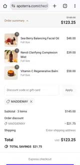 Maddiemay coupon verification screenshot
