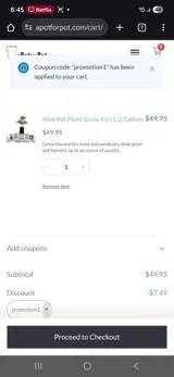A Pot for Pot coupon verification screenshot