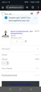 A Pot for Pot coupon verification screenshot