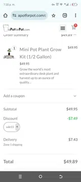 A Pot for Pot coupon verification screenshot