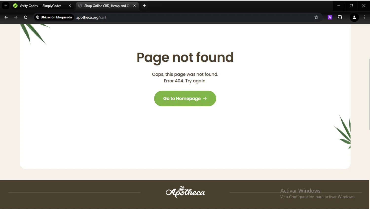 Apotheca discount code screenshot showing code WELCOME10 applied at Apotheca checkout page. Uploaded by SimplyCodes community member hugofraile on Jan 13, 2025