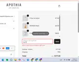 Apothia Los Angeles coupon verification screenshot
