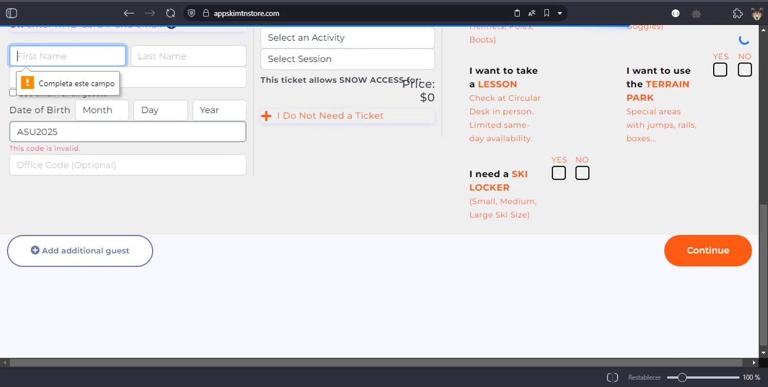 Appalachian Ski Mtn promo code screenshot showing code ASU2025 applied at Appalachian Ski Mtn checkout page. Uploaded by SimplyCodes community member fiadaz on Mar 4, 2025