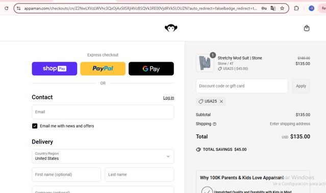 Appaman checkout page showing Appaman coupon code box | Screenshot taken by SimplyCodes community member on Jun 27, 2025