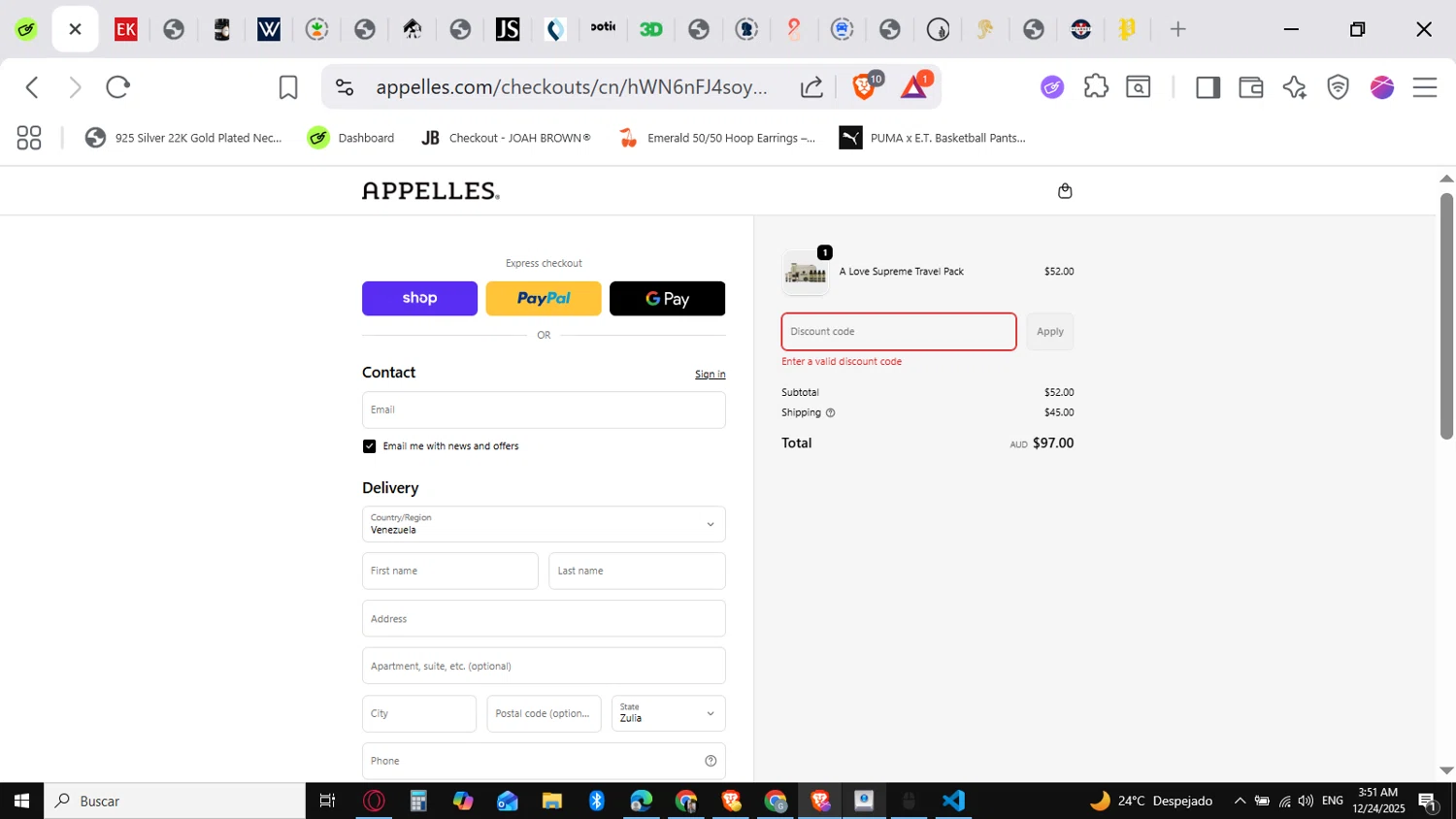 APPELLES Apothecary promo code screenshot showing code alc20 applied at APPELLES Apothecary checkout page. Uploaded by SimplyCodes community member SavingsVirtuoso1883 on Dec 24, 2025