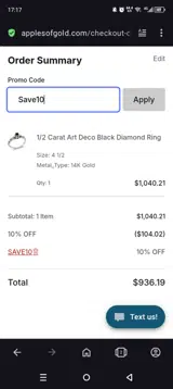 Save10 coupon verification screenshot