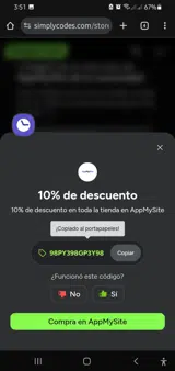 AppMySite coupon verification screenshot