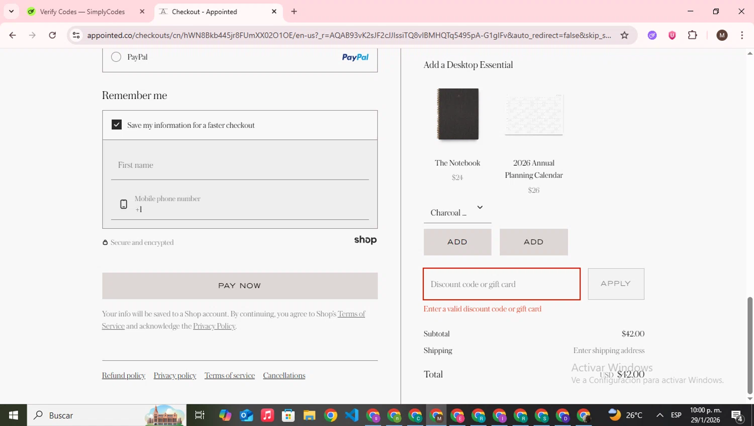 Appointed discount code screenshot showing code THISISJULES16 applied at Appointed checkout page. Uploaded by SimplyCodes community member WonderWizard9060 on Jan 30, 2026