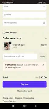 Approved by Fritz coupon verification screenshot