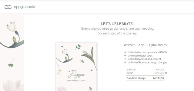 Appy Couple checkout page showing Appy Couple promo code box | Screenshot taken by SimplyCodes community member on Sep 10, 2021
