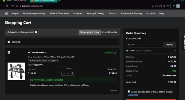 A-Premium.com checkout page showing A-Premium.com promo code box | Screenshot taken by SimplyCodes community member on Jun 20, 2025