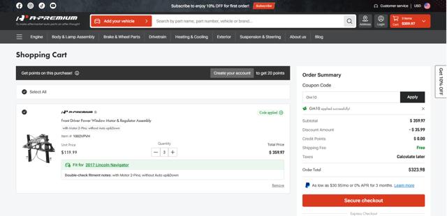 A-Premium.com checkout page showing A-Premium.com promo code box | Screenshot taken by SimplyCodes community member on Jun 6, 2025