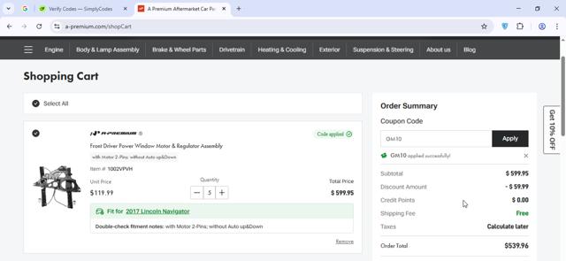 A-Premium.com checkout page showing A-Premium.com promo code box | Screenshot taken by SimplyCodes community member on Jun 2, 2025