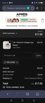 WELCOME coupon verification screenshot