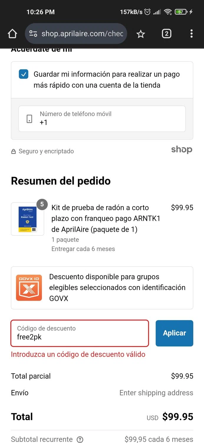 Aprilaire discount code screenshot showing code free2pk applied at Aprilaire checkout page. Uploaded by SimplyCodes community member CrownWizard2212 on Feb 17, 2025