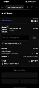 April Seven coupon verification screenshot