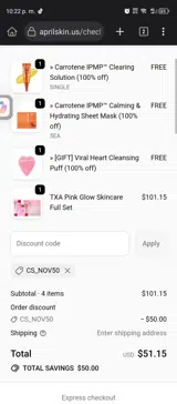 CS_NOV50 coupon verification screenshot