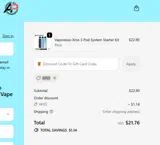 Apvapeshop coupon verification screenshot