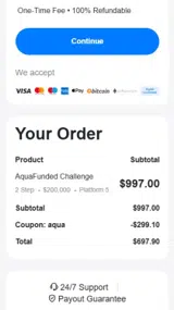 AQUA coupon verification screenshot