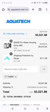 AquaTech coupon verification screenshot