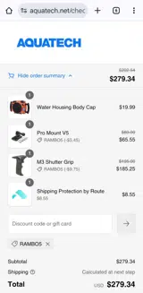 AquaTech coupon verification screenshot
