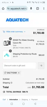 AquaTech coupon verification screenshot