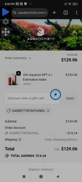 AquaticMotiv coupon verification screenshot