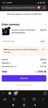 MOP coupon verification screenshot