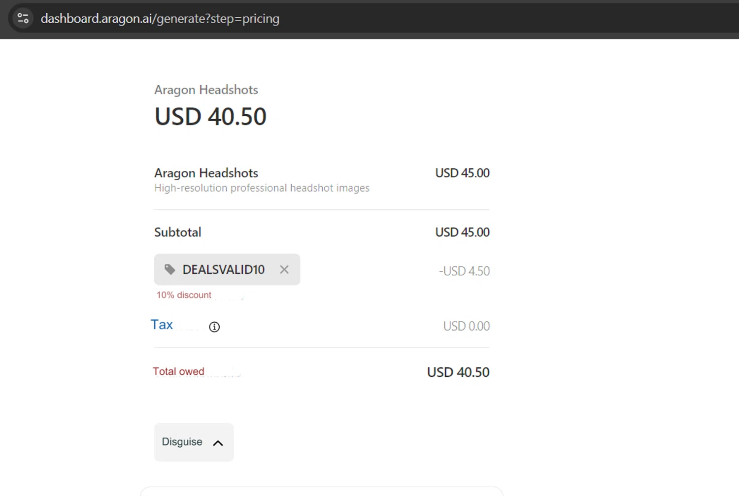 where to use Aragon Ai promo code box