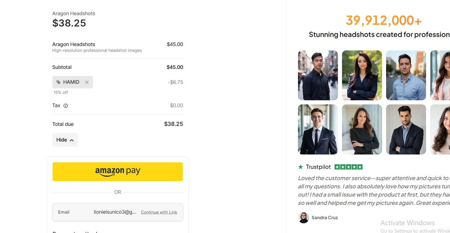 Aragon AI promo code screenshot showing code HAMID applied at Aragon AI checkout page. Uploaded by SimplyCodes community member Lioniel on Dec 22, 2025