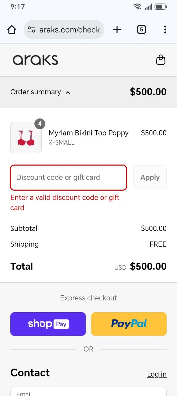 Araks discount code screenshot showing code EXTRA15 applied at Araks checkout page. Uploaded by SimplyCodes community member franksanchez on Aug 22, 2025