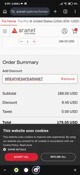 BREATHESAFEARANET coupon verification screenshot