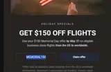 MEMORIAL150 coupon verification screenshot