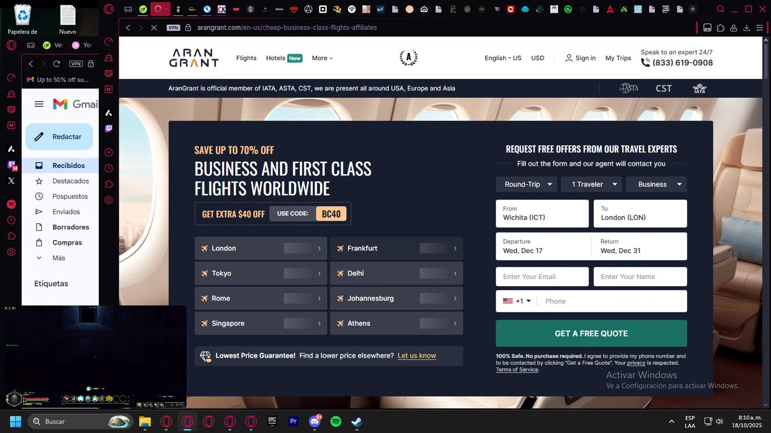 Arangrant.com promo code screenshot showing code BC40 applied at Arangrant.com checkout page. Uploaded by SimplyCodes community member leonardocamacho2 on Oct 18, 2025