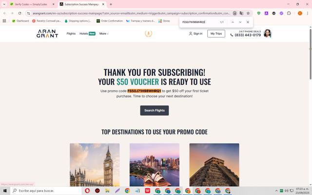 Arangrant.com checkout page showing Arangrant.com promo code box | Screenshot taken by SimplyCodes community member on Sep 23, 2025