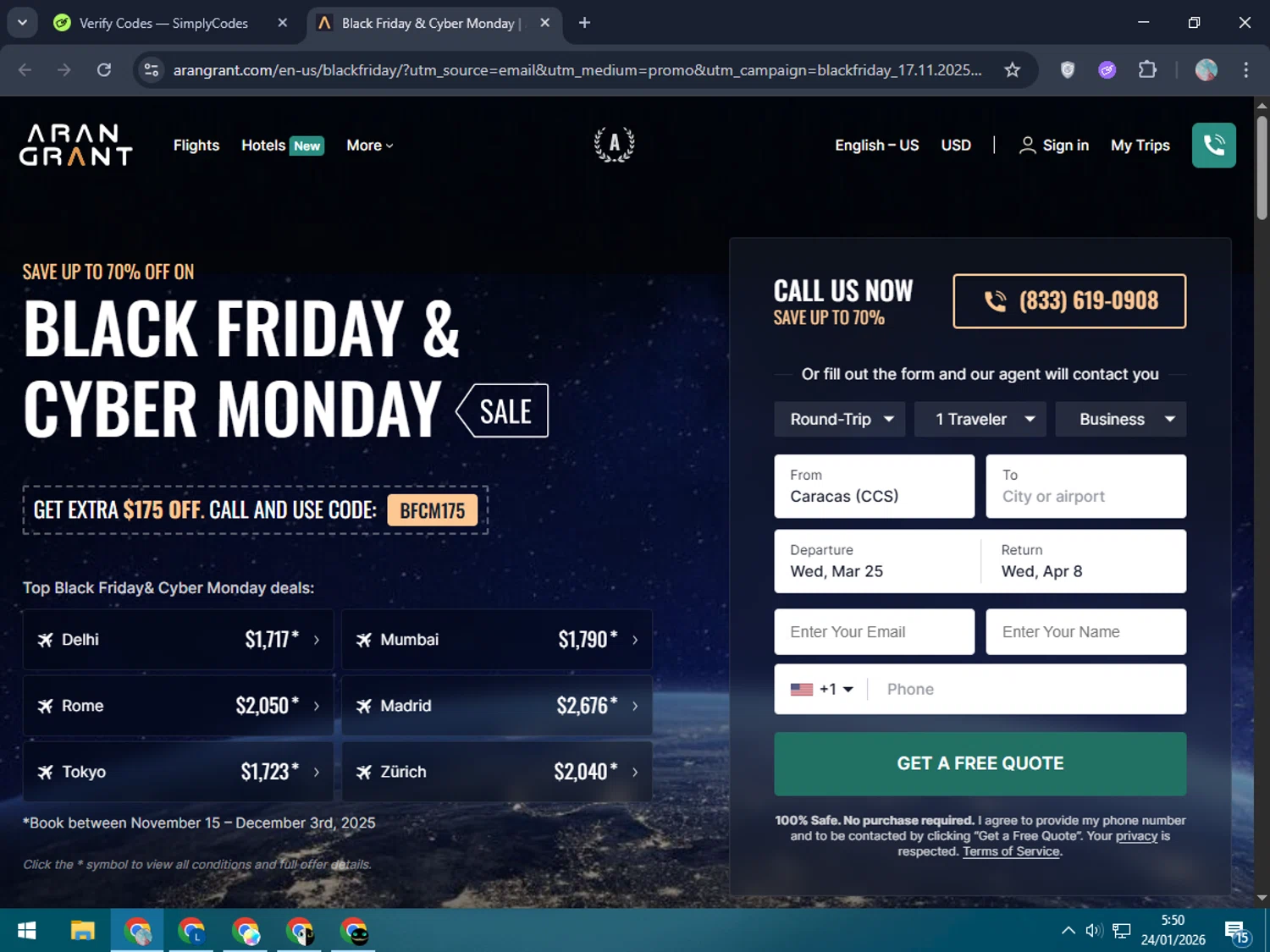 Arangrant.com checkout page showing Arangrant.com promo code box | Screenshot taken by SimplyCodes community member on Jan 24, 2026
