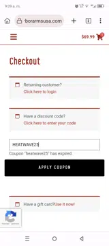 HEATWAVE25 coupon verification screenshot