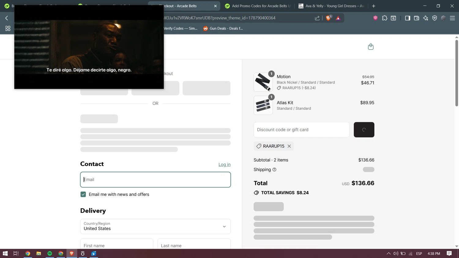 Arcade Belts US promo code screenshot showing code RAARUP15 applied at Arcade Belts US checkout page. Uploaded by SimplyCodes community member becomeaware on Jul 13, 2025