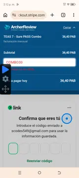 Archer Review coupon verification screenshot